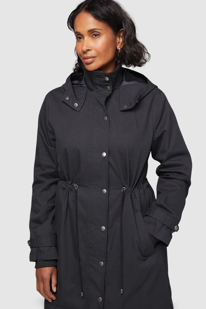 Knitted Collar Lightweight Coat, Alternate, color, Black