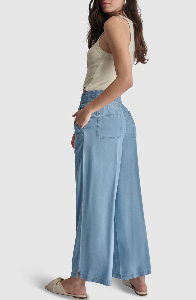 DKNY Jeans High Rise Tencel<sup>®</sup> Lyocell Wide Leg Pants, Alternate, color, Chambray