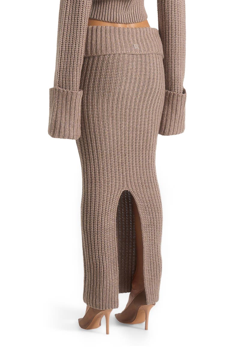 Lyra Knit Maxi Skirt with Foldover, Alternate, color, Taupe