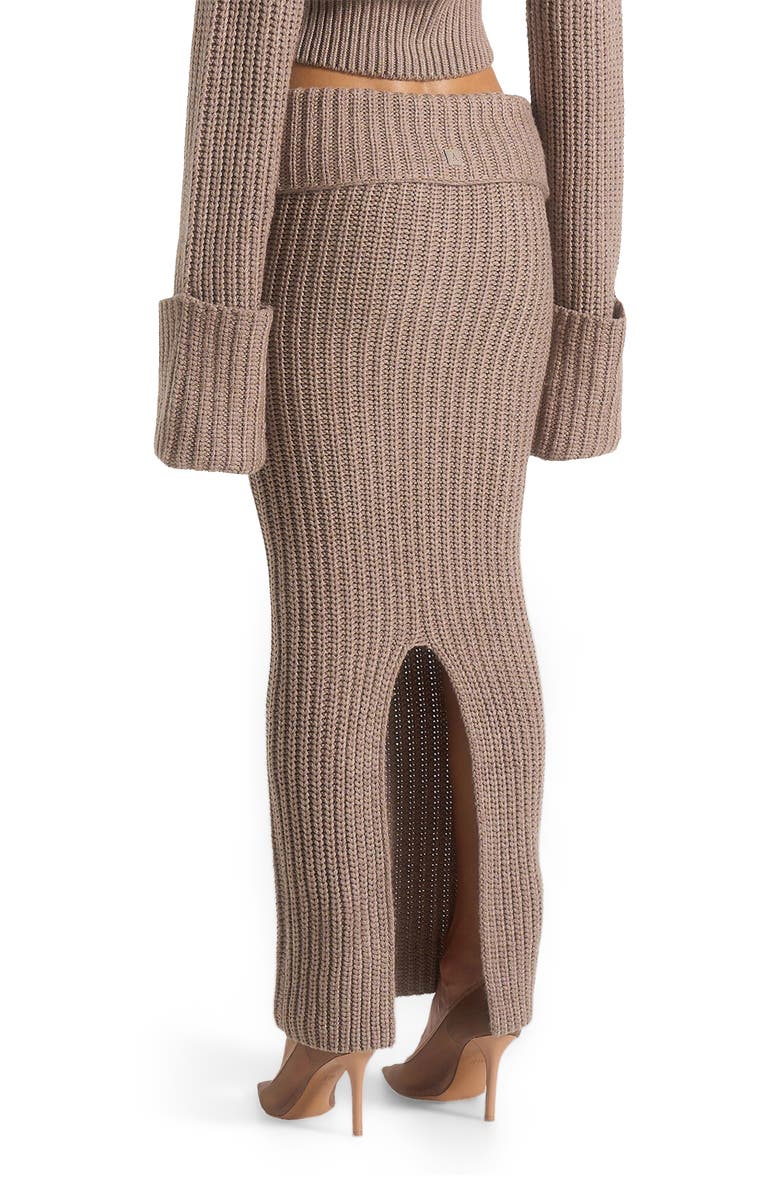 Manière De Voir Lyra Knit Maxi Skirt with Foldover, Alternate, color, Taupe