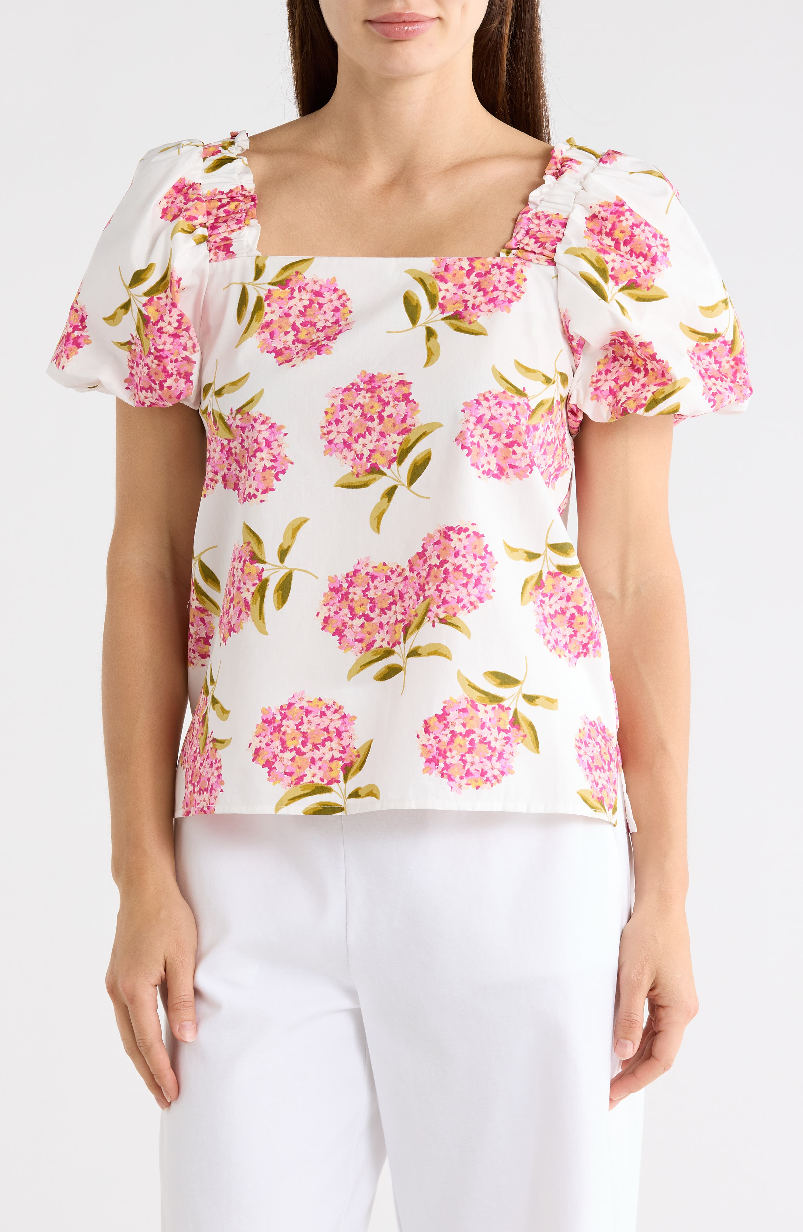 CeCe Puff Sleeve Cotton Top