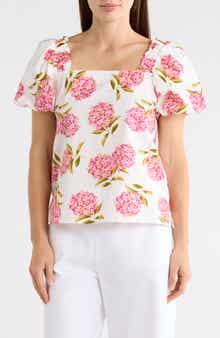 CeCe Puff Sleeve Cotton Top