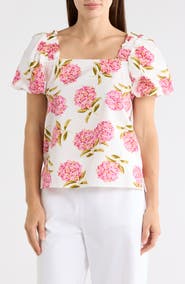 CeCe Puff Sleeve Cotton Top