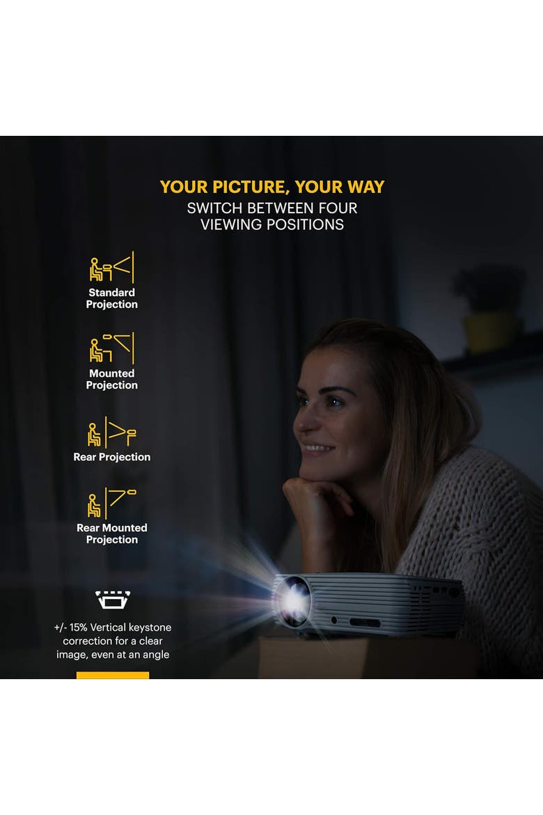 FLIK X7 Home Projector, Alternate, color, White