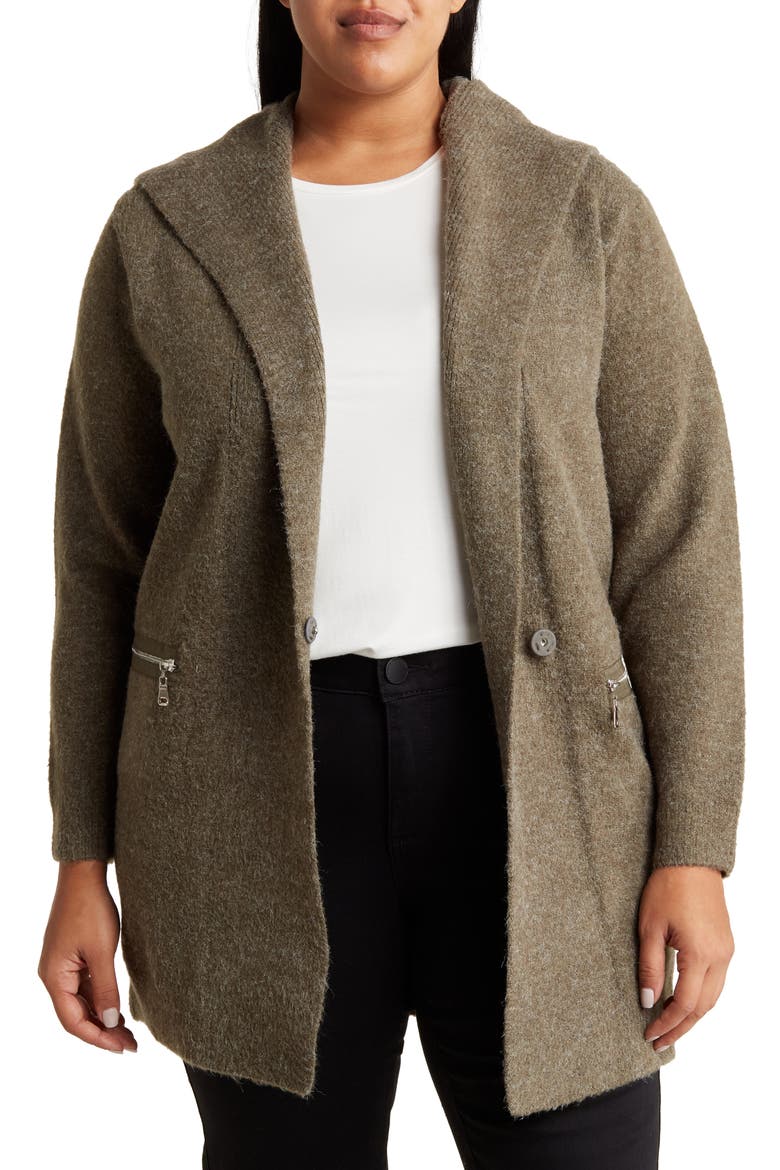 Hooded Longline Cardigan, Main, color, OLIVE