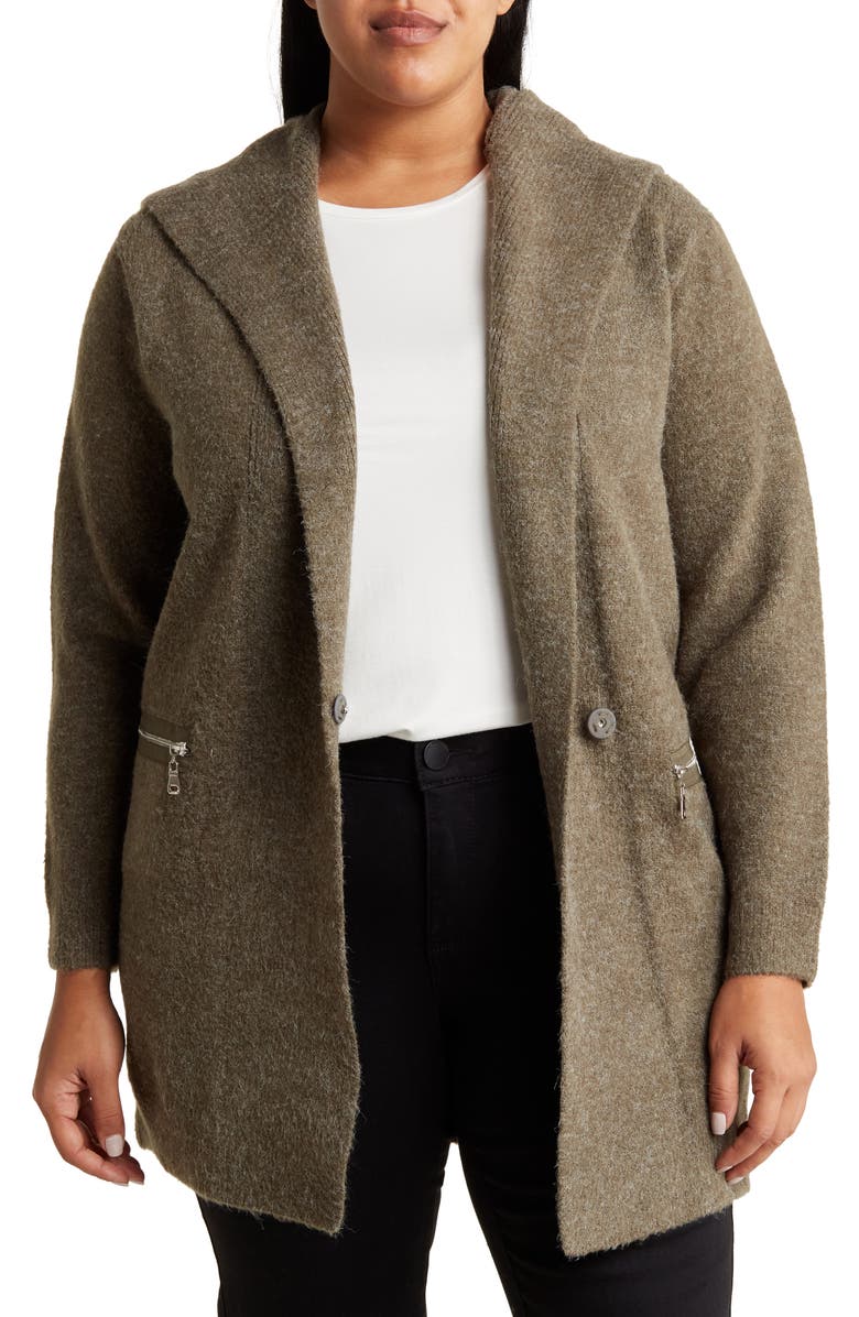 Renee C Hooded Longline Cardigan, Main, color, Olive