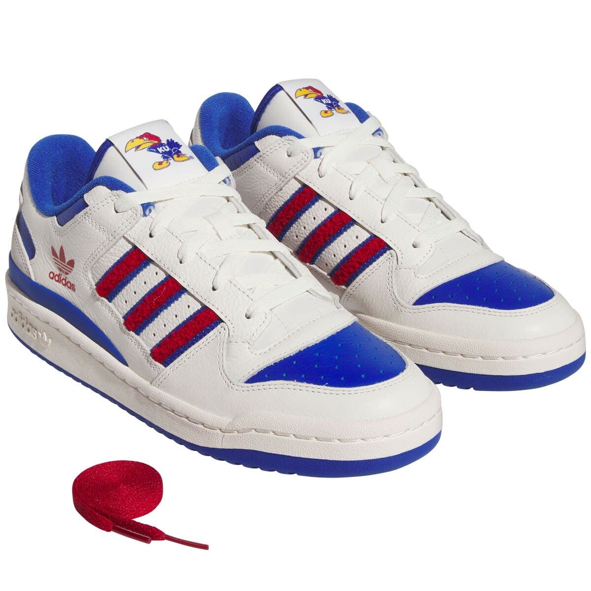 adidas Men's adidas  White/Royal Kansas Jayhawks Forum Low Basketball Shoes, Alternate, color, 