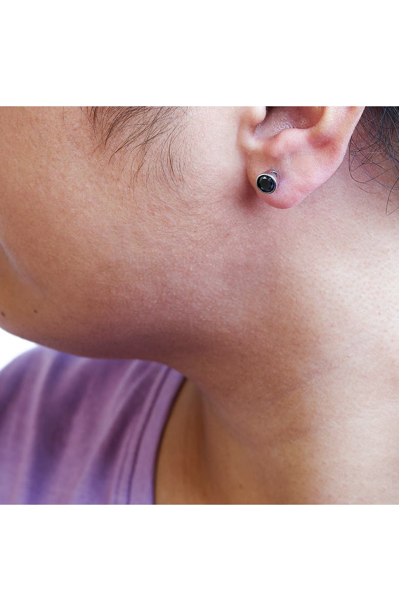 Haus of Brilliance Silver 1.00 Cttw Round Black Diamond Stud Earrings with, Alternate, color, White