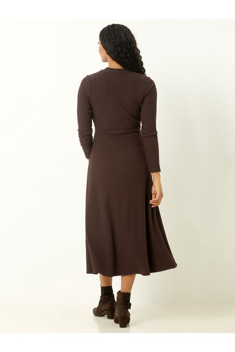 Ribbed Midi Dress, Alternate, color, Mahogany
