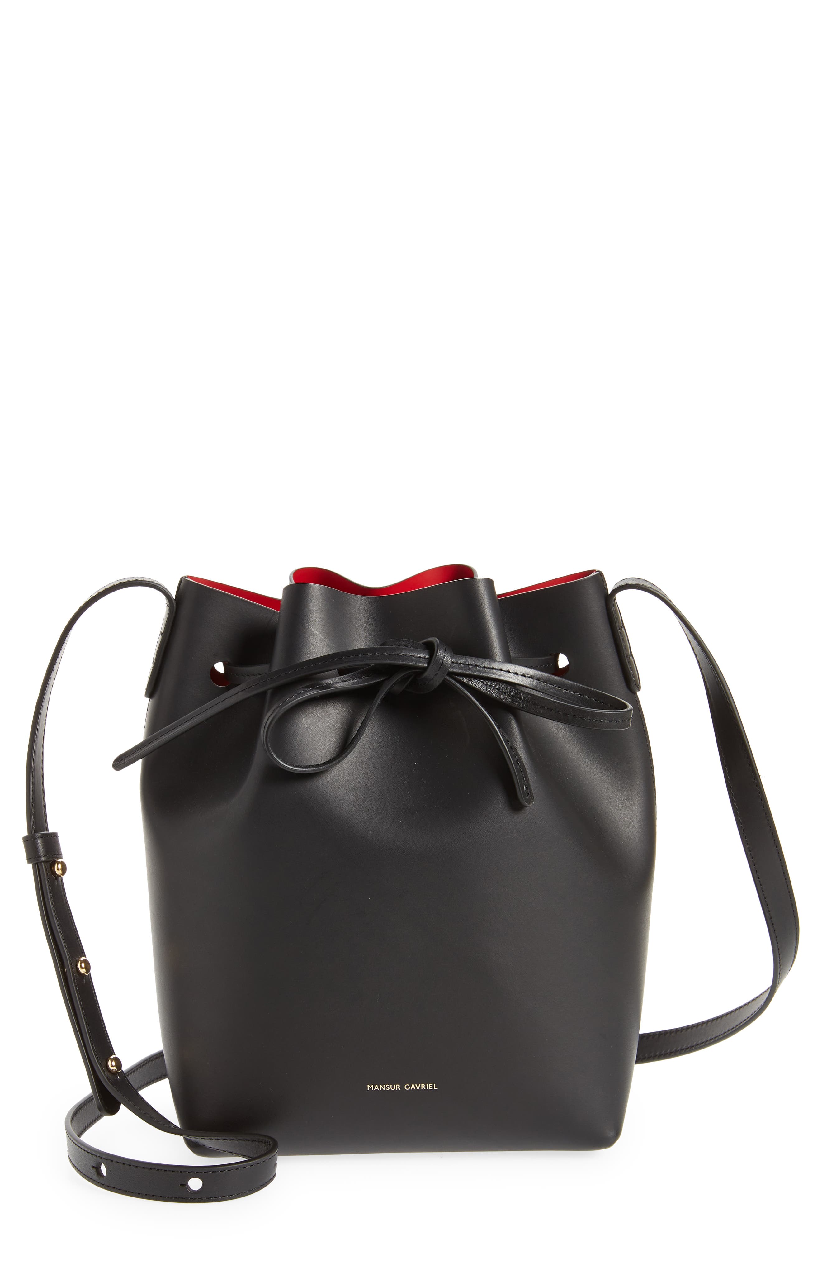 Mansur Gavriel Mini Leather Bucket Bag, Main, color, 