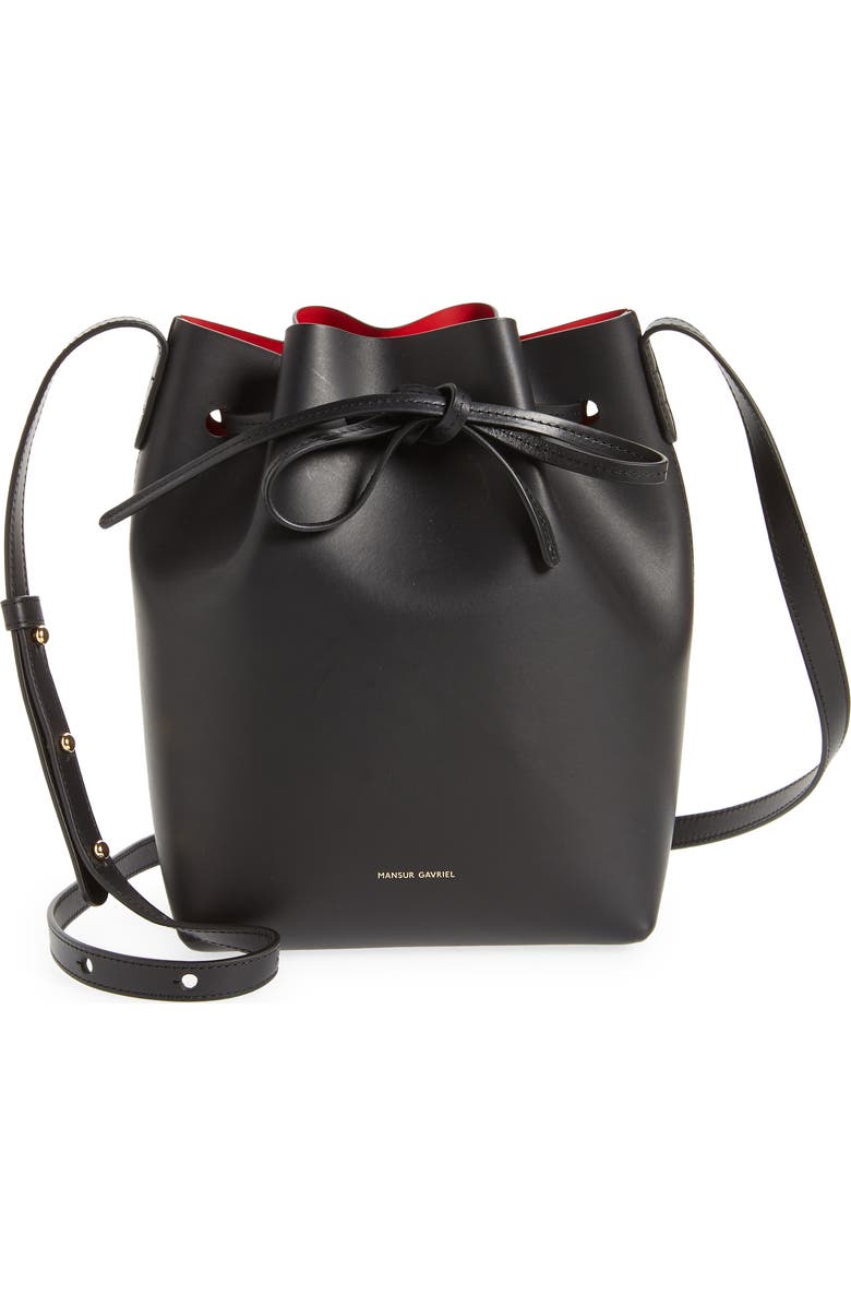 Mansur Gavriel Mini Leather Bucket Bag, Main, color,