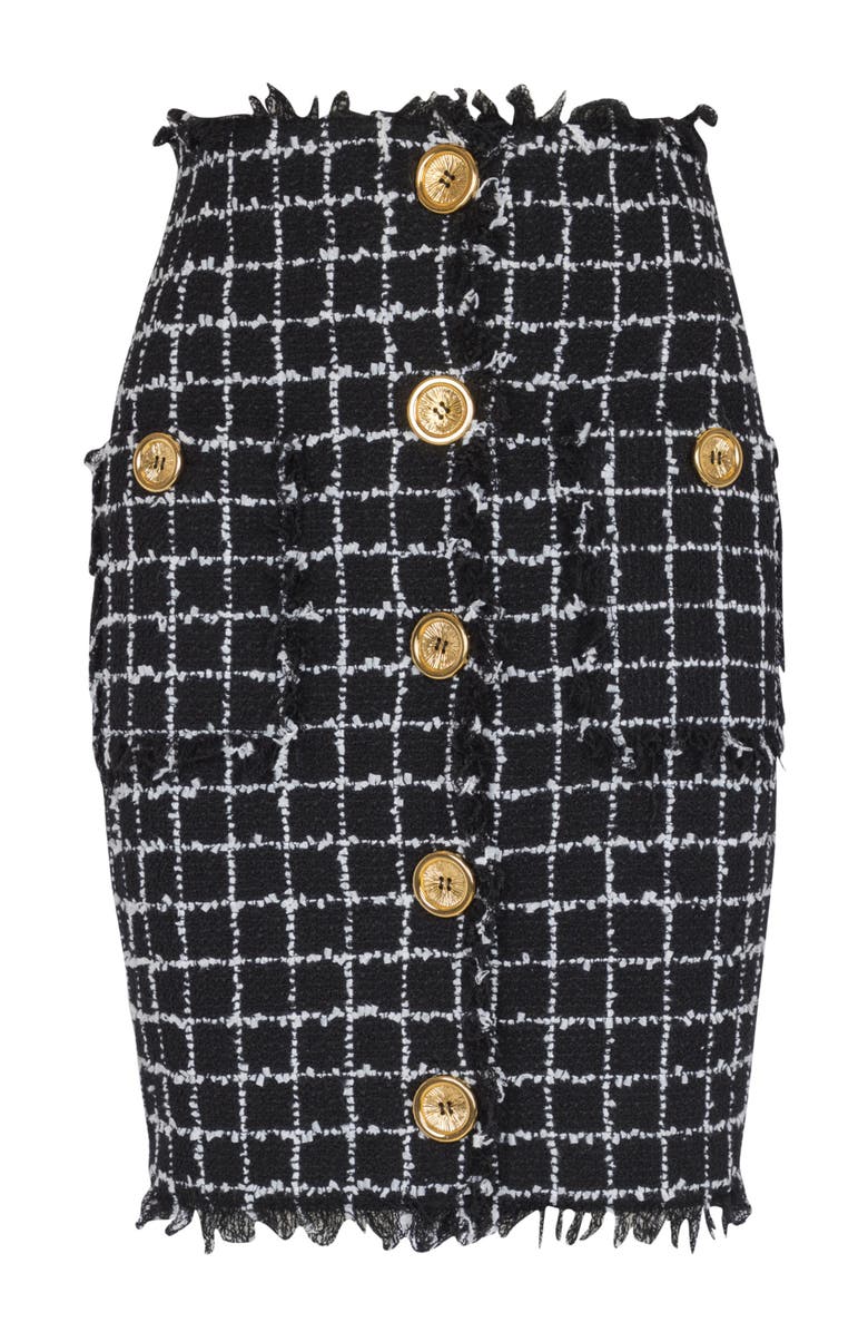 Balmain Tweed pencil skirt with buttons, Alternate, color, Black