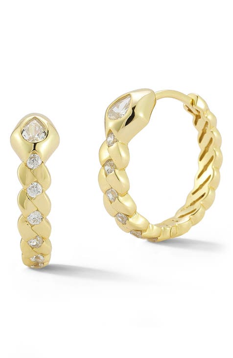 Snake CZ Huggie Hoop Earrings