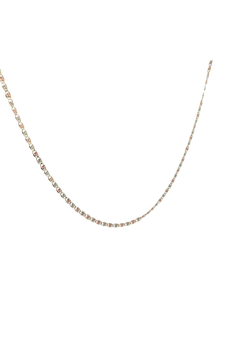 Ancona Jewelry 14K Tri Color Gold Valentino Heart Link Necklace, 20" 2.6mm, Alternate, color, Yellow