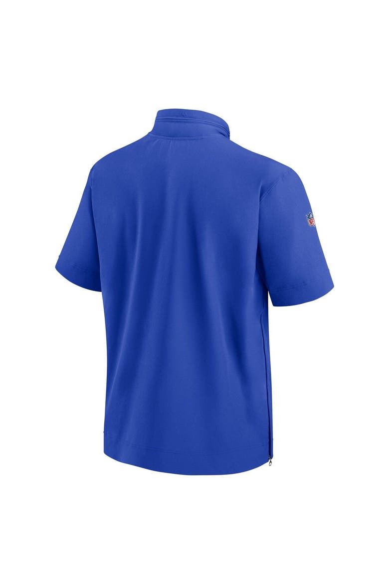 Men's Nike  Royal Los Angeles Rams Sideline Coach Short Sleeve Hoodie Quarter-Zip Jacket, Alternate, color, Royal