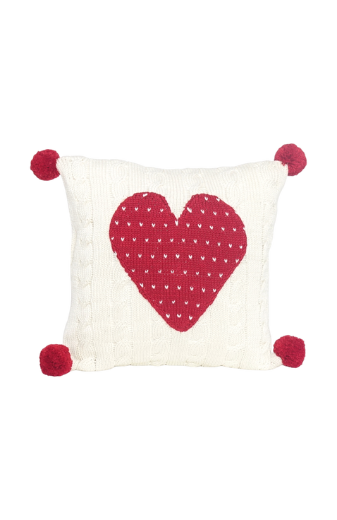 10" Cable-Knit Heart Pillow