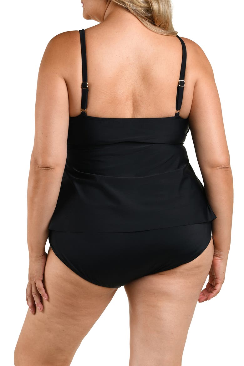 Solid Double Tiered Tankini Top, Alternate, color, BLACK