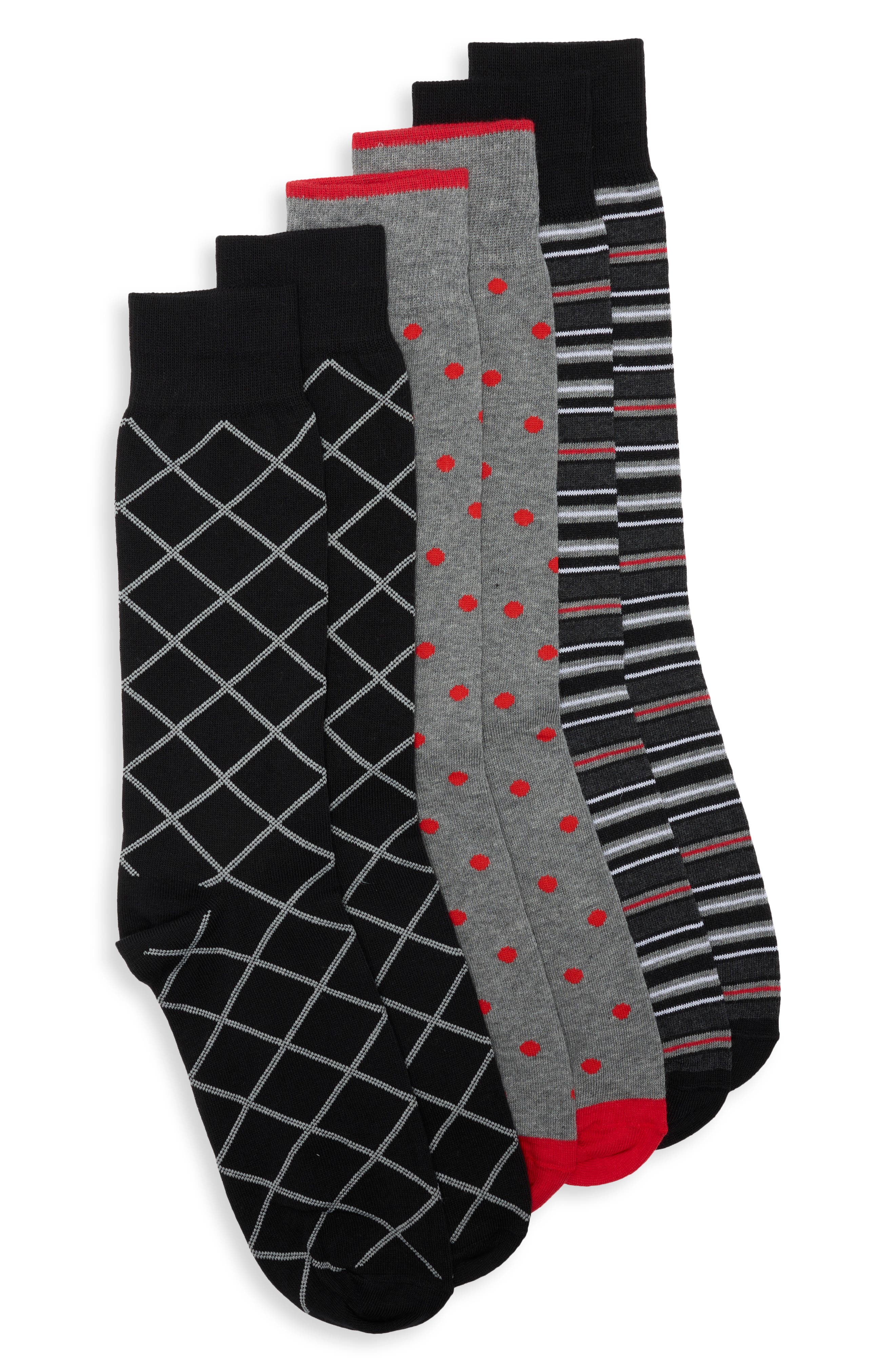 3-Pack Diagonal Raker Dress Socks