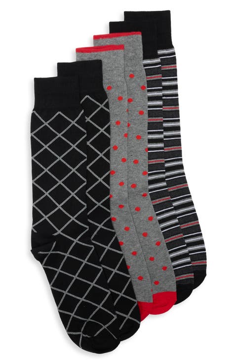 3-Pack Diagonal Raker Dress Socks