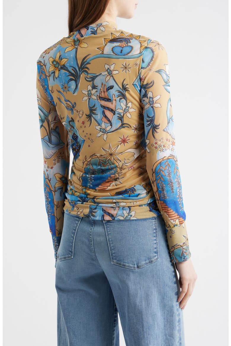 Mystical Sand Mixed Print Tulle Top, Alternate, color, BLUE