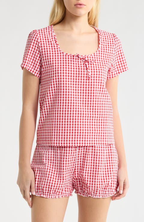 Gingham Seersucker Bloomer Short Pajamas