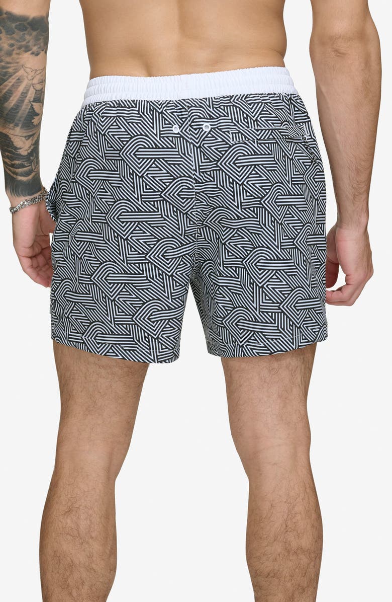 DKNY Modern Paisley Swim Trunks, Alternate, color, Crosswalk