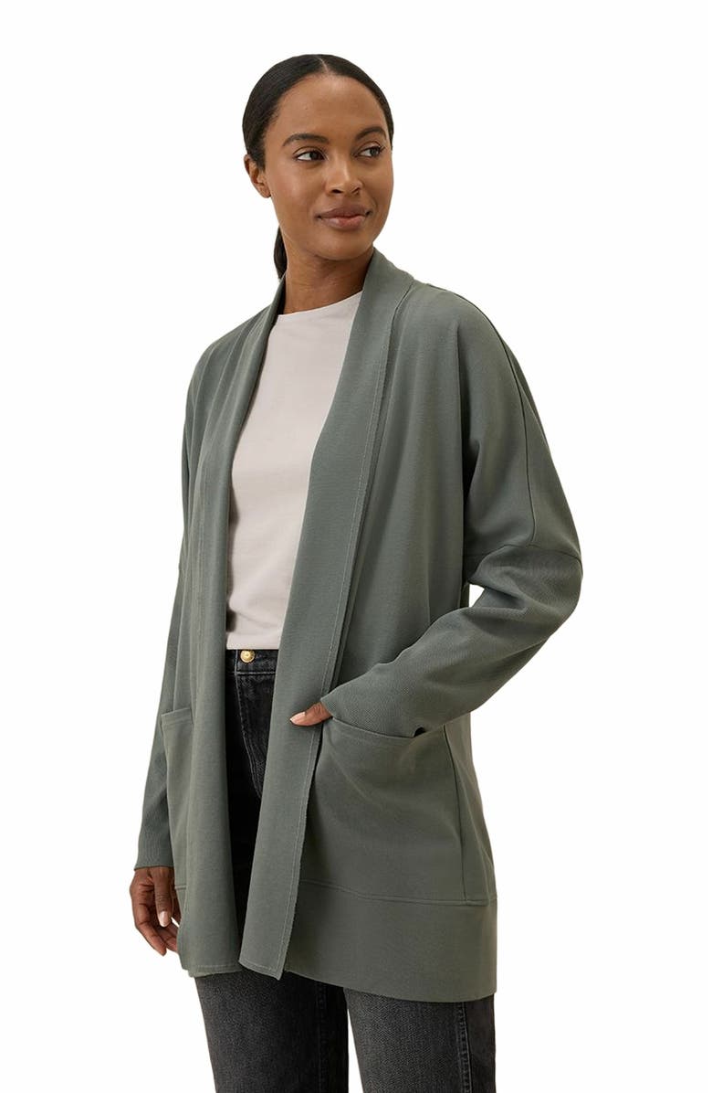 Pact Organic Cotton Airplane Wrap Cardigan, Alternate, color, Castor Grey