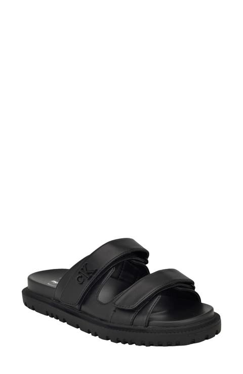   カルバン・クライン Wiston Slide Sandal Amazon.com | Calvin Klein Men's Wiston Sandal, Black Logo