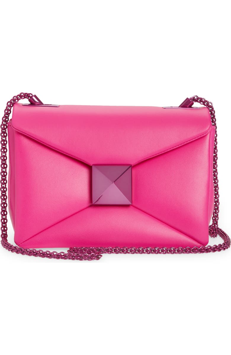Valentino Garavani Small One Stud PP Pink Leather Shoulder Bag, Main, color,