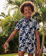 Lands' End Boys Short Sleeve Linen Slub Button Down Shirt