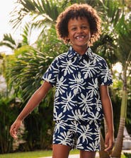Lands' End Boys Short Sleeve Linen Slub Button Down Shirt