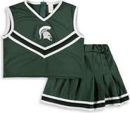 LITTLE KING Girls Youth Green Michigan State Spartans Two-Piece Cheer Set