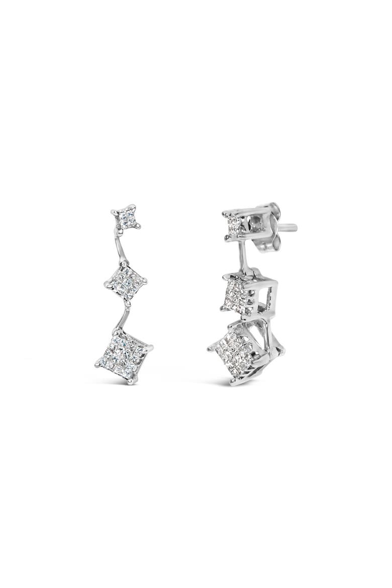 14K White Gold 1 cttw Princess Cut Diamond Earrings, Alternate, color, White