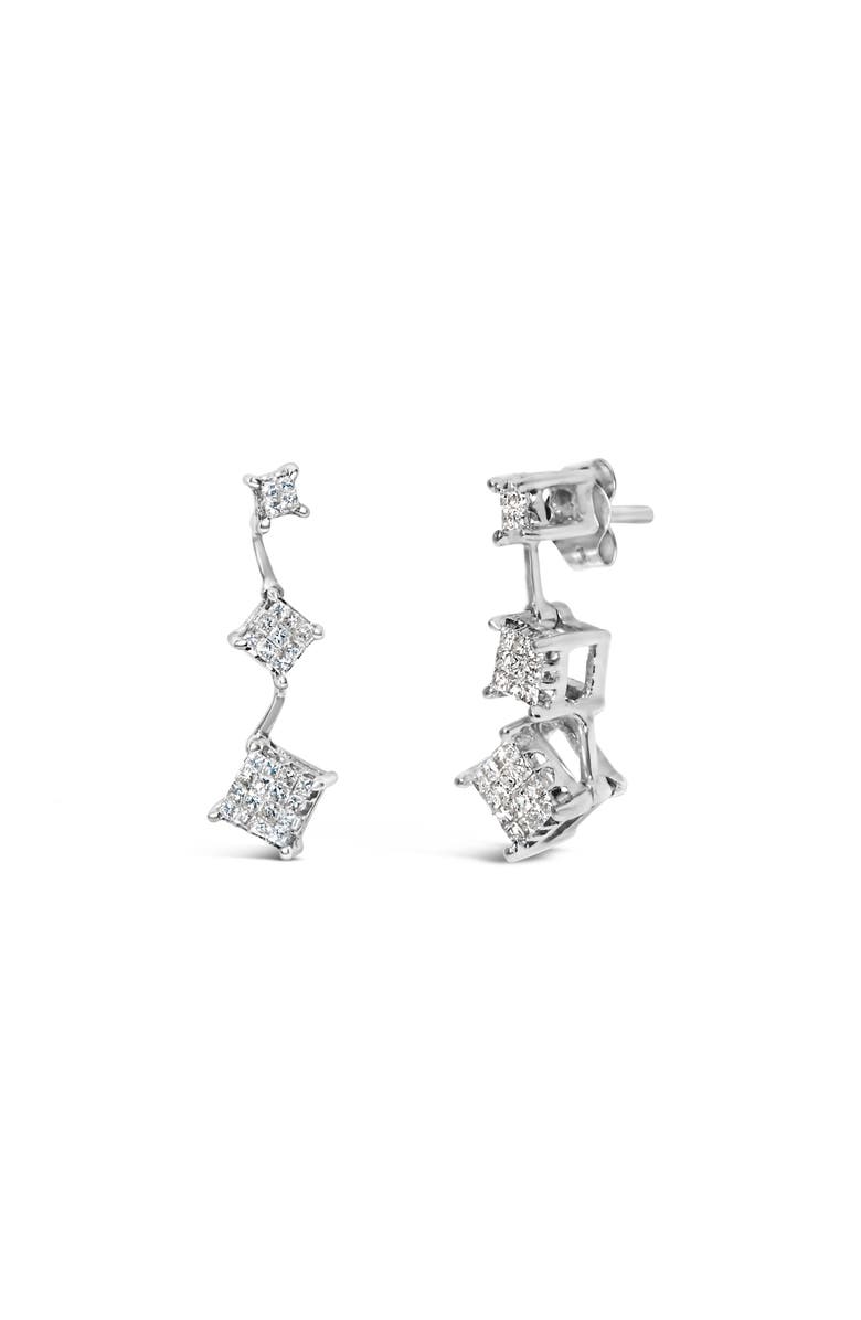 Haus of Brilliance 14K White Gold 1 cttw Princess Cut Diamond Earrings, Alternate, color, White