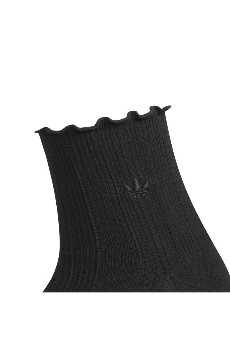 adidas Assorted 3-Pack Ruffle Rib Ankle Socks, Alternate, color, Black/ Black