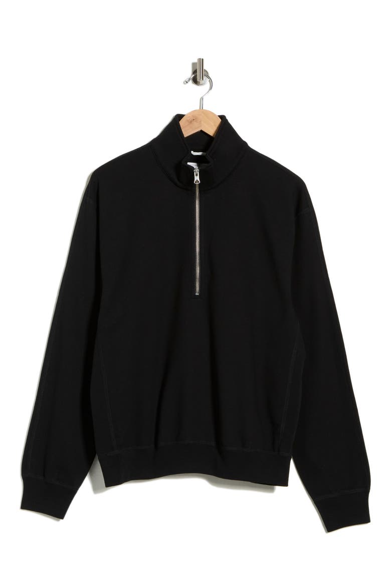 Standard Midweight Terry Half Zip Pullover, Alternate, color, BLACK
