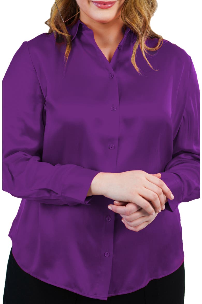Silk Charmeuse Blouse, Main, color, PURPLE