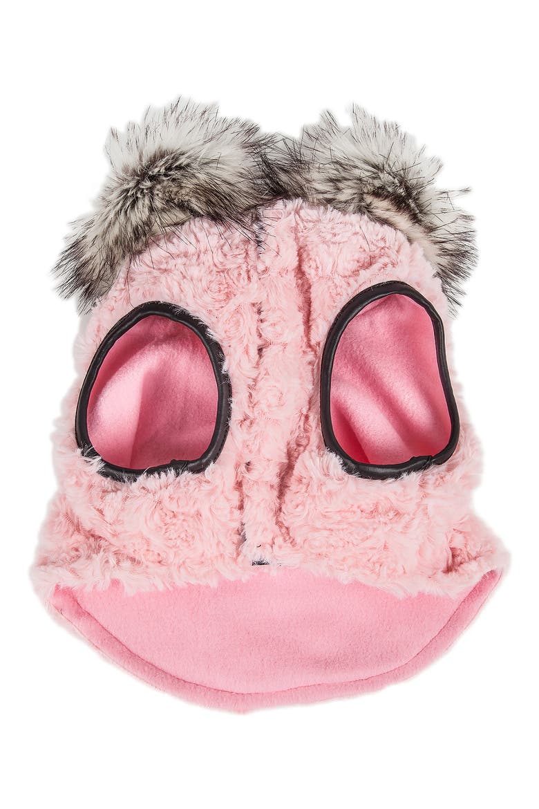 Luxe Pinkachew Charming Fashion Mink Faux Fur Dog Coat - Large, Main, color, LIGHT PINK