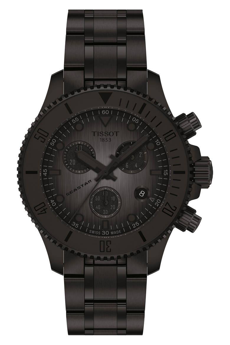 Seastar 1000 Chronograph Matte Black Bracelet Watch, 38mm, Main, color, GREY GRADIENT