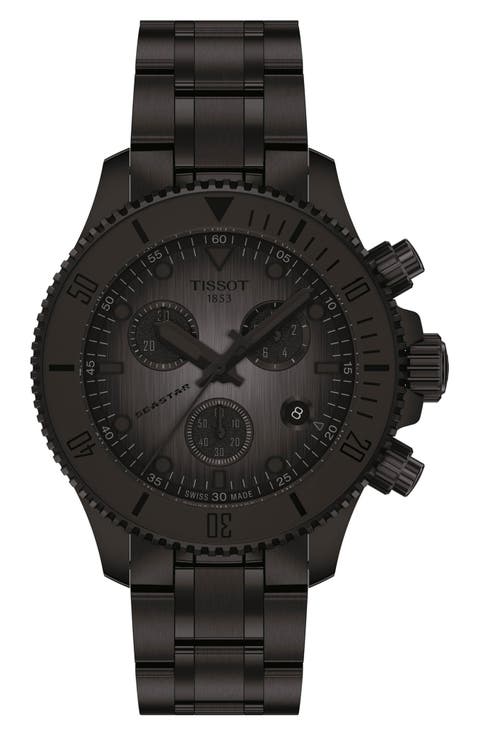 Seastar 1000 Chronograph Matte Black Bracelet Watch, 38mm