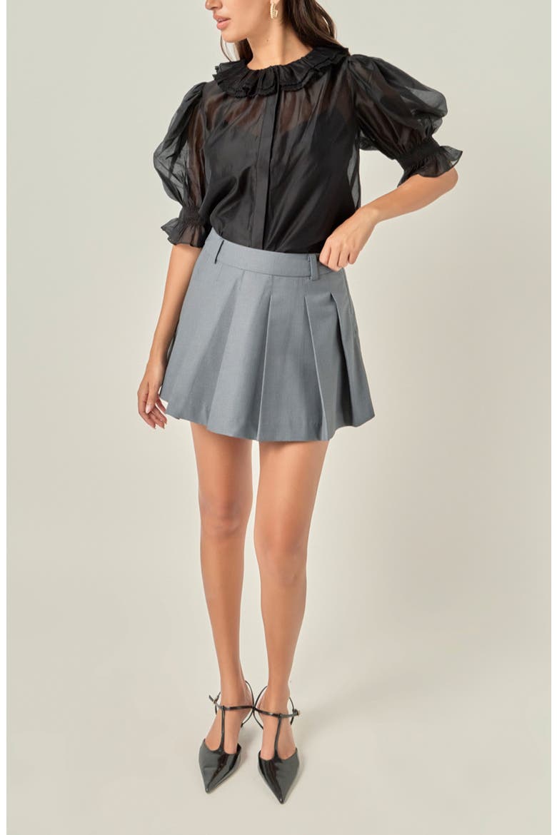 Ruffled Organza Top, Alternate, color, BLACK