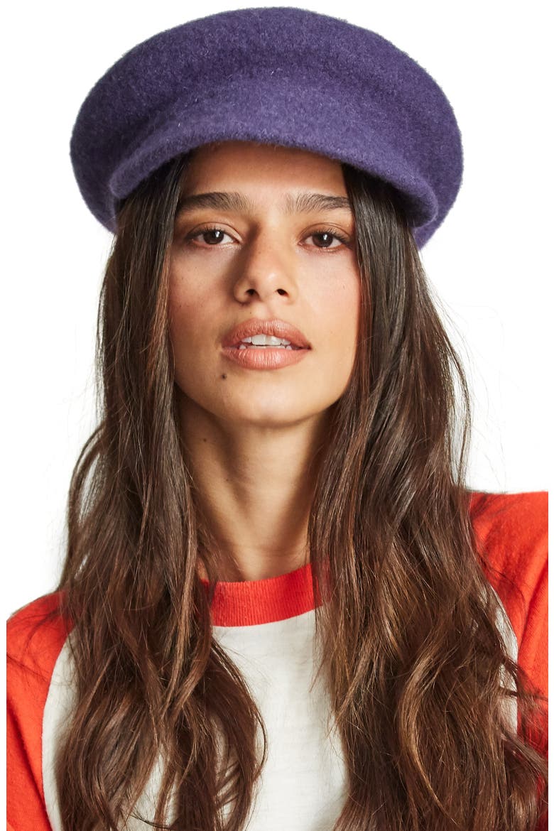 Audrey Brim Beret, Alternate, color, WASHED NAVY