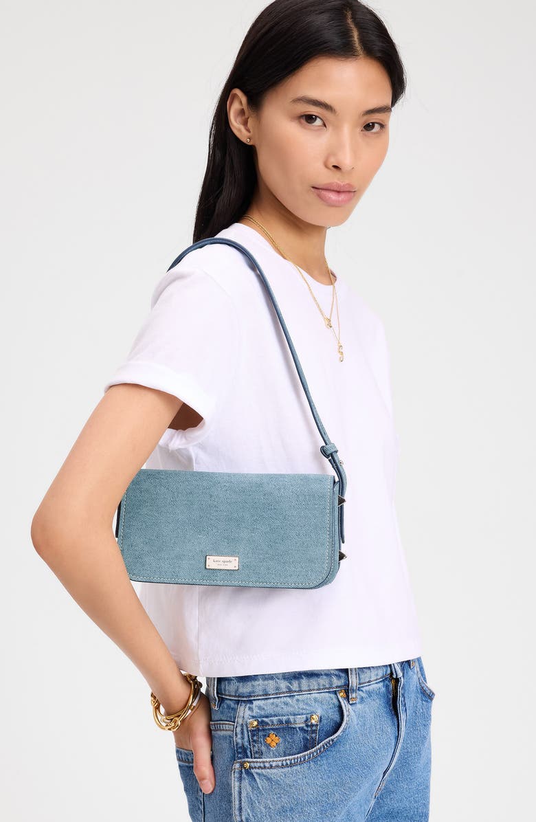 Kate Spade New York small liv denim suede east/west shoulder bag, Alternate, color,