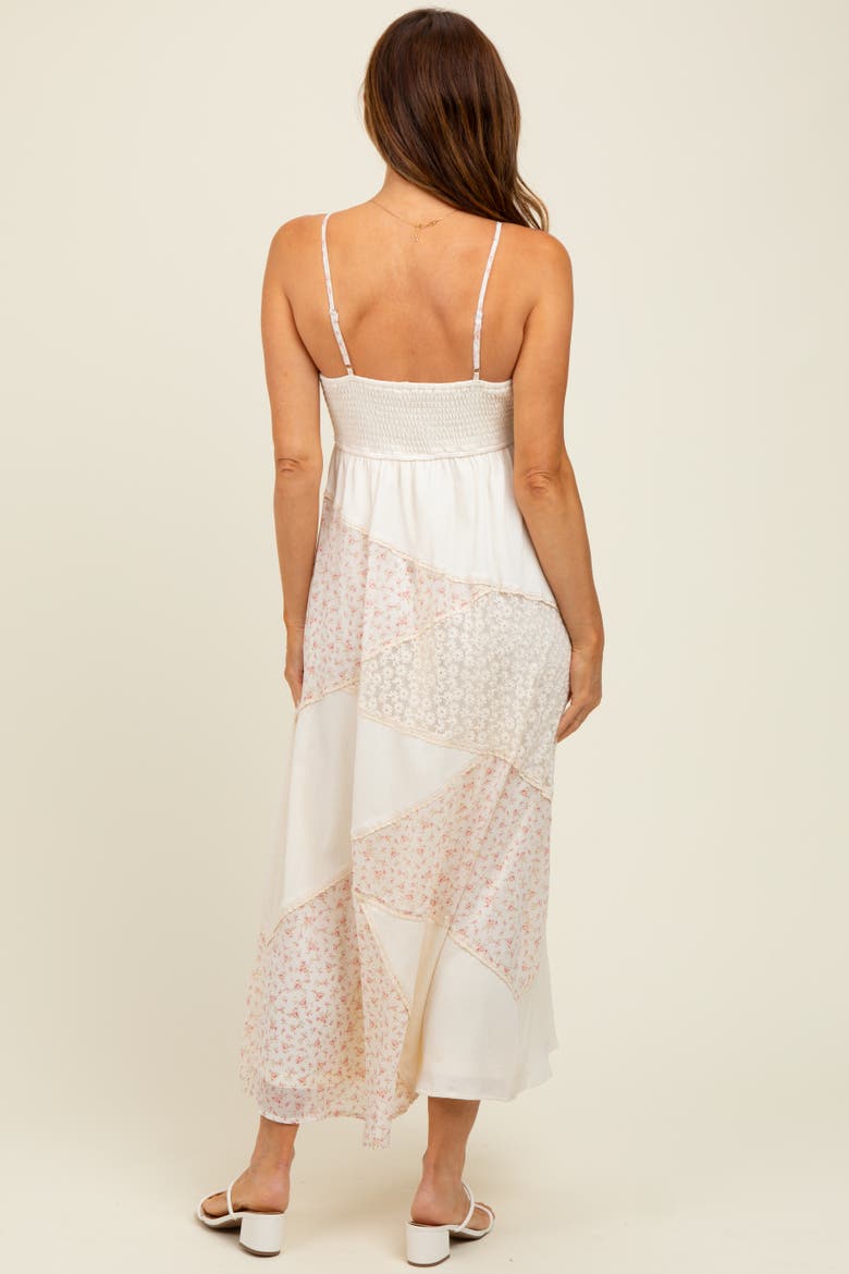 Floral Sweetheart Neck Midi Dress, Alternate, color, Cream