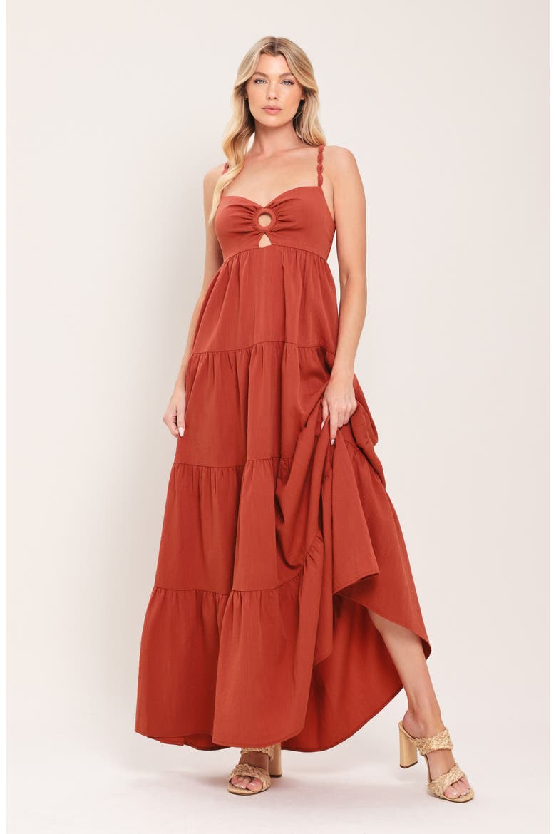 Keyhole Maxi Dress, Alternate, color, TERRACOTTA