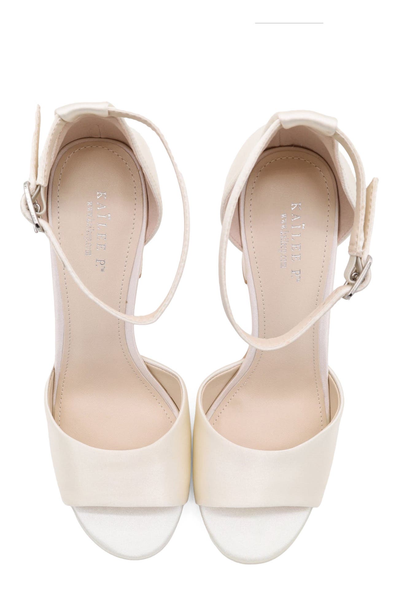 Sasha Satin Block Heel Wedding Sandals, Alternate, color, Ivory