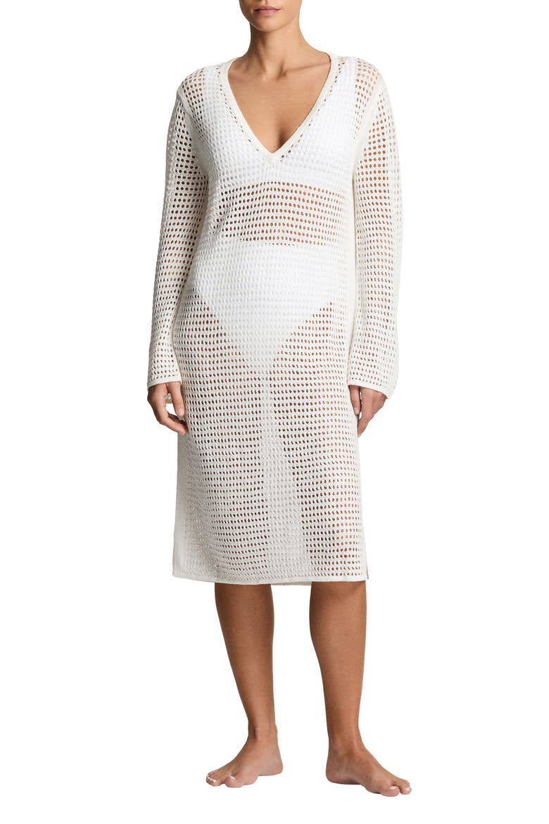 Open Stitch Long Sleeve Cover-Up Beck Dress, Main, color, WHITE