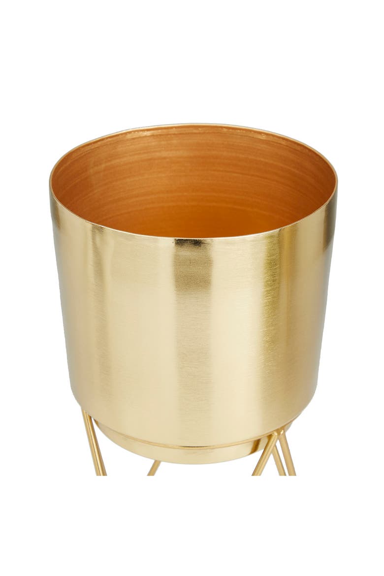 Goldtone Metal Modern Planter with Removable Stand - Set of 2, Alternate, color, GOLD
