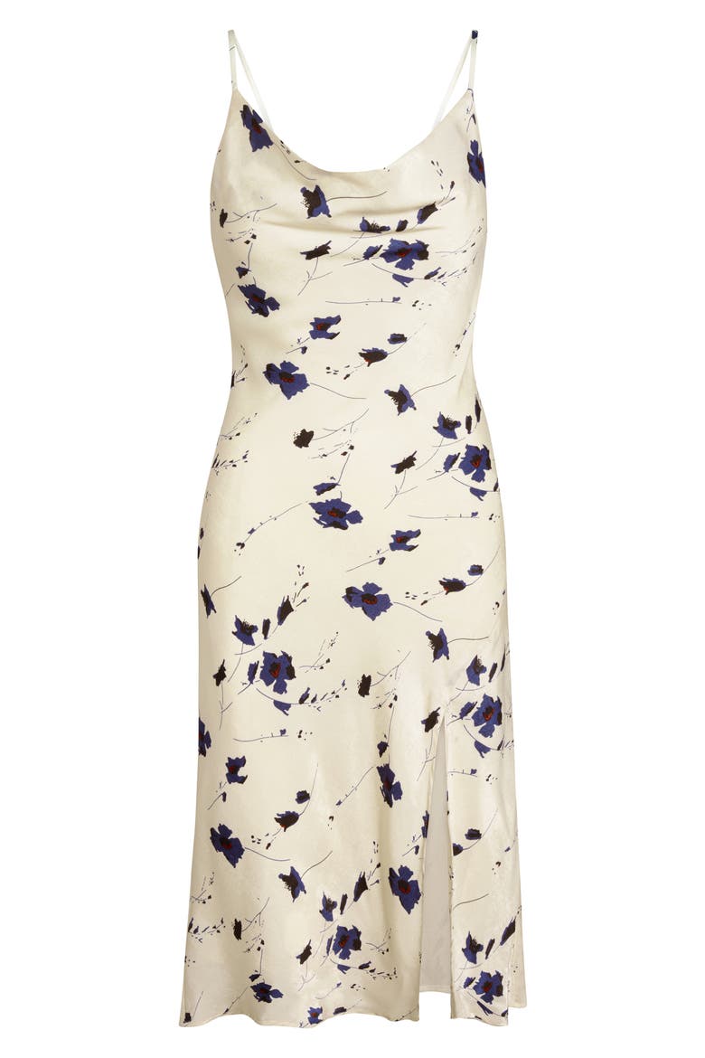 Audrey Floral Cowl Neck Silk Satin Slipdress, Alternate, color, MOONLIGHT