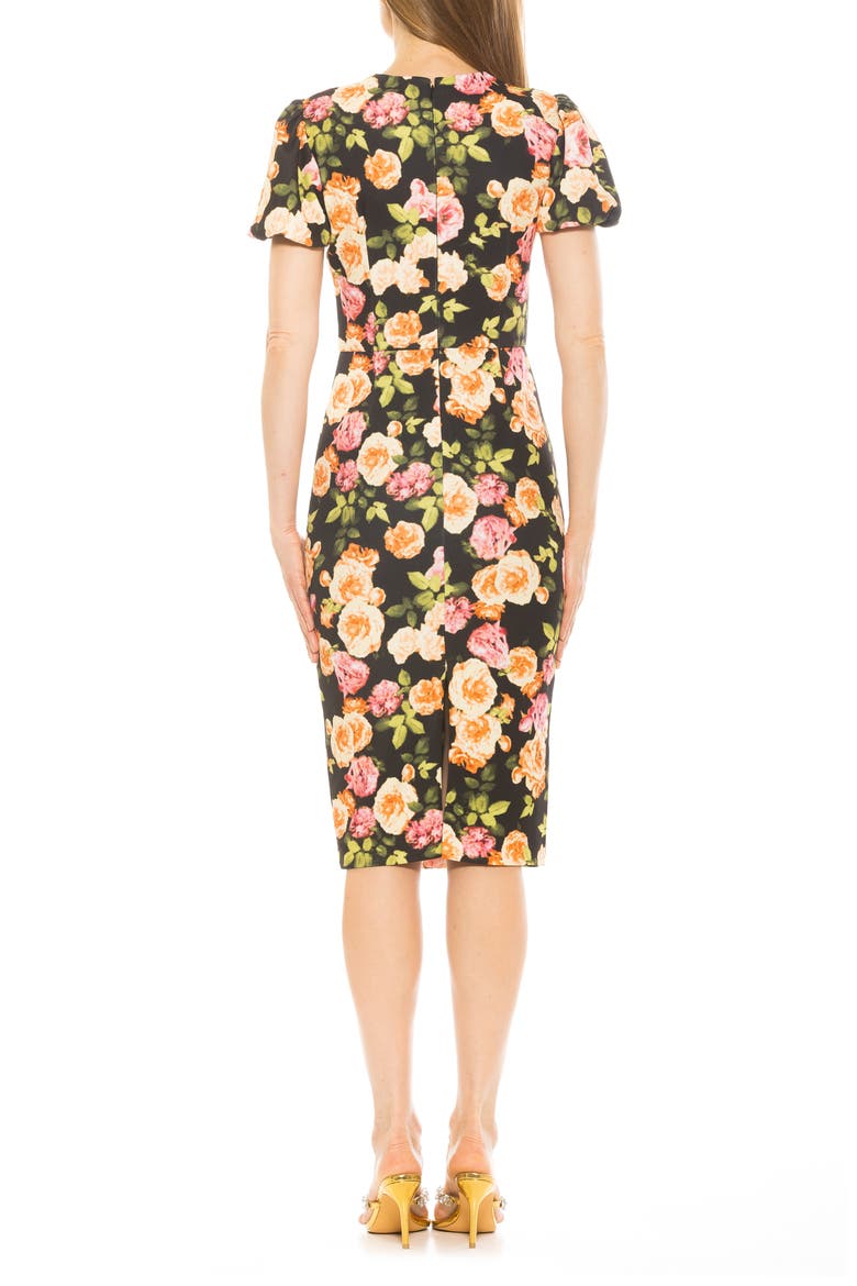 Micaela Sweetheart Neck Sheath Dress, Alternate, color, BLACK FLORAL